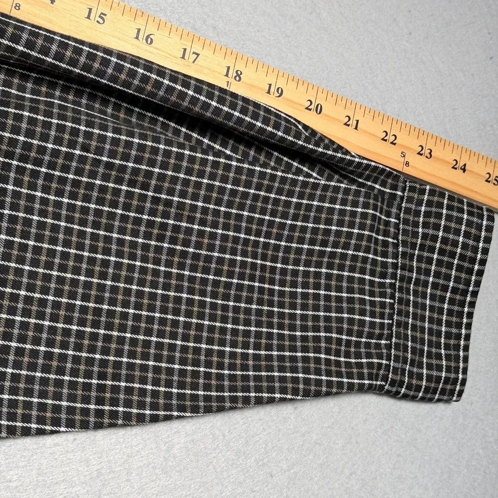 The North Face Mens Large Black White Grid Check Long Sleeve Button Down Shirt